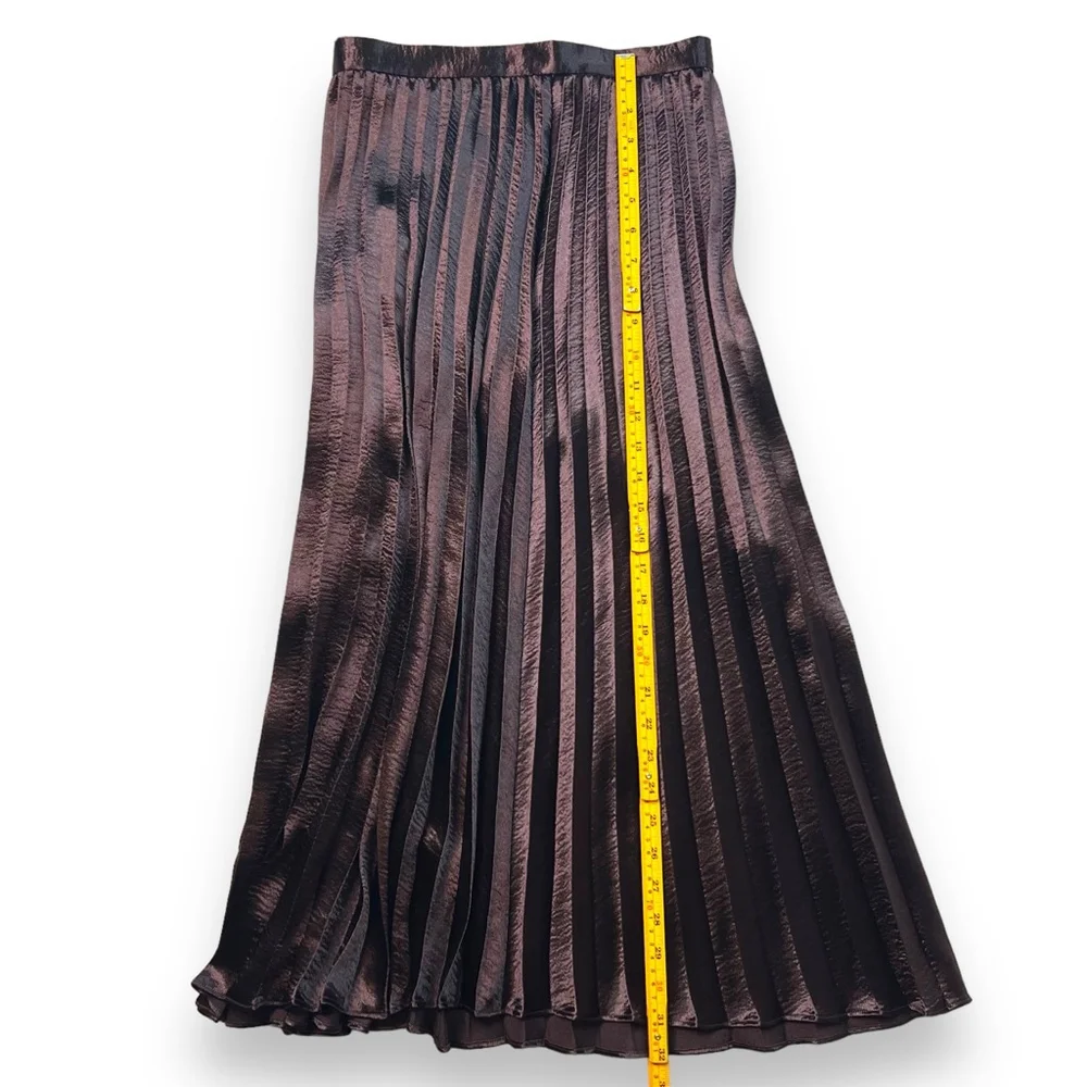 Rebecca Taylor Purple Metallic Lamé Pleated Midi Skirt Size 0